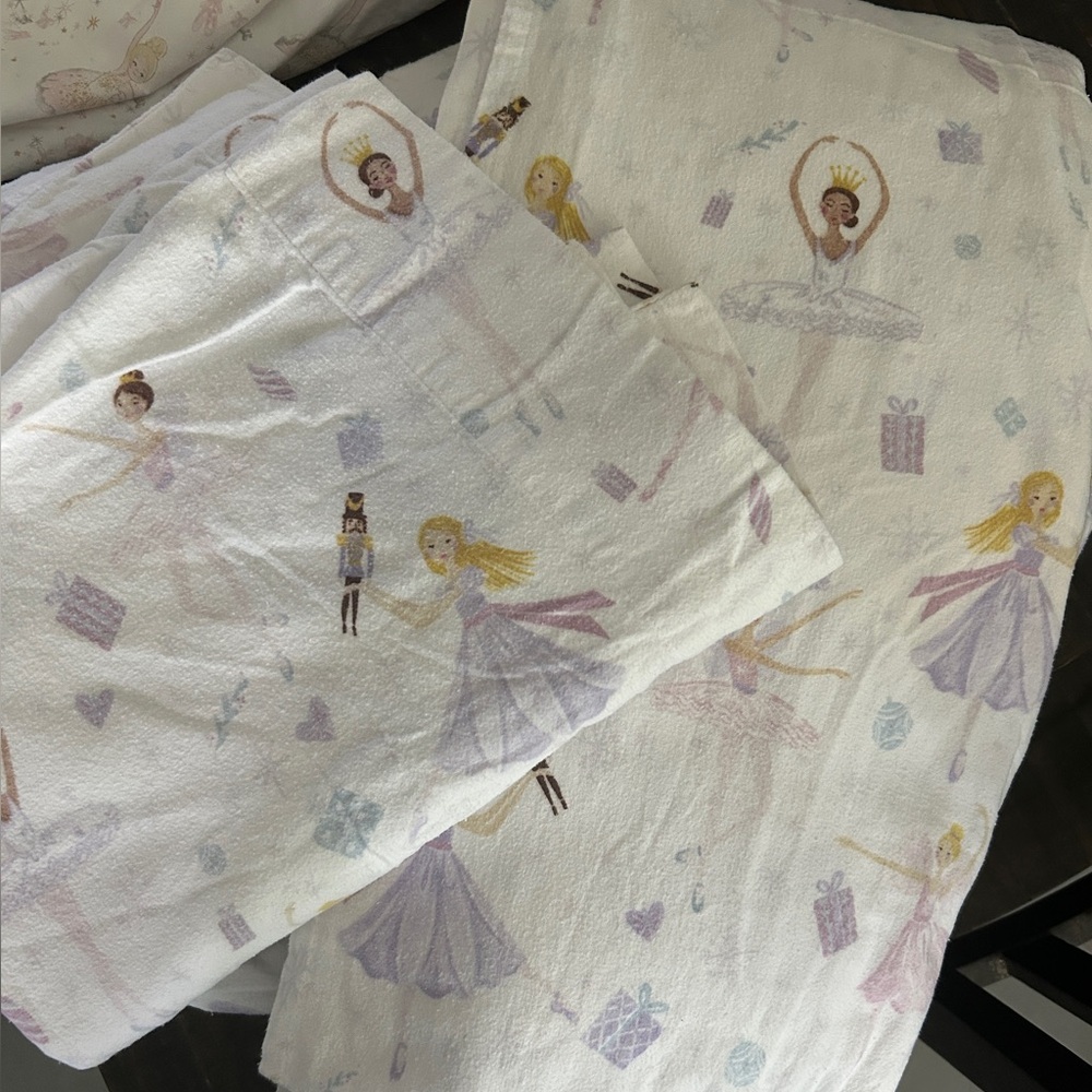 Pottery Barn Kids Ballerina 100% Cotton Flannel Full 4 piece Sheet Set